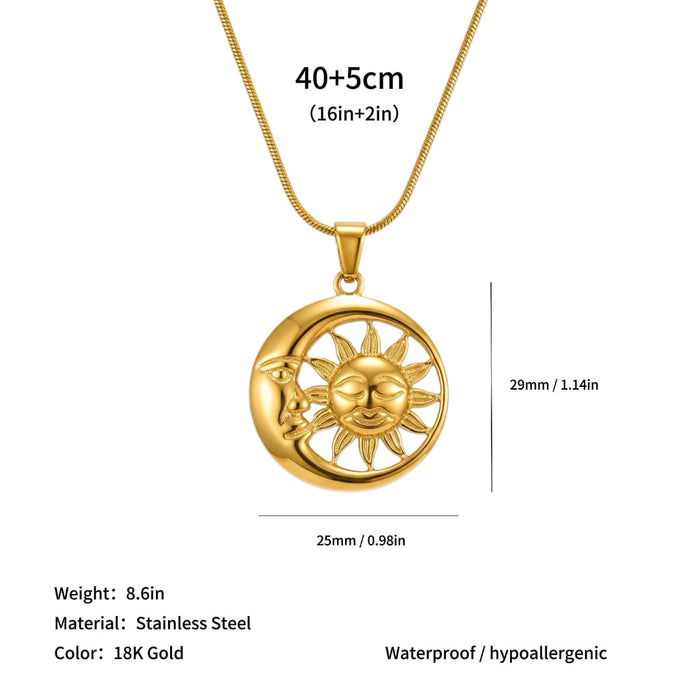 Wholesale High-end clavicle necklace with sun and starfish pendants,  made of titanium steel.