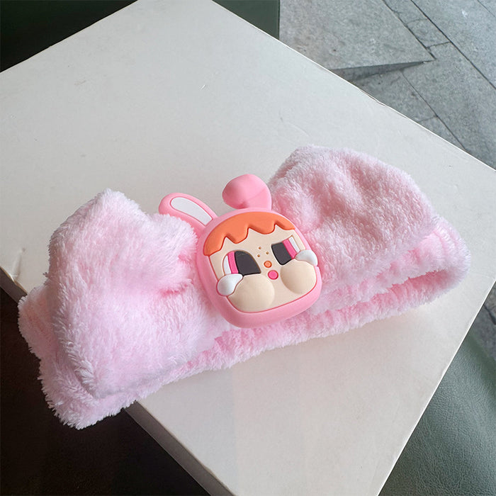 Wholesale Cartoon Face Wash Hair Band Women' s Little Doll Cute High Elastic Hair Band Apply Mask Makeup Plush Wrist Band Headwear