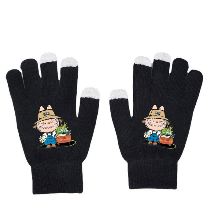 Wholesale Warm Dopamine Printed Knitted Gloves