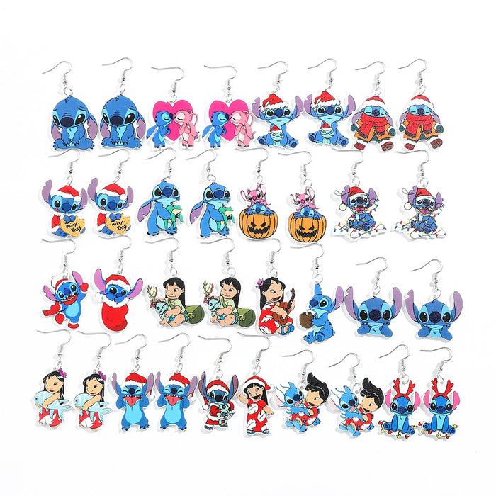 Wholesale Anime Star Stitch Acrylic Earrings Stitch Cartoon Doll Earrings JDC-ES-BS002