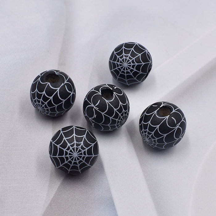 Wholesale of New Halloween Spider Web Colorful DIY Children's Wood Beads JDC-BDS-XingFeng003