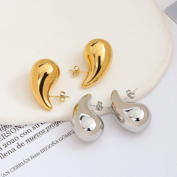 Wholesale golden stainless steel water drop earrings