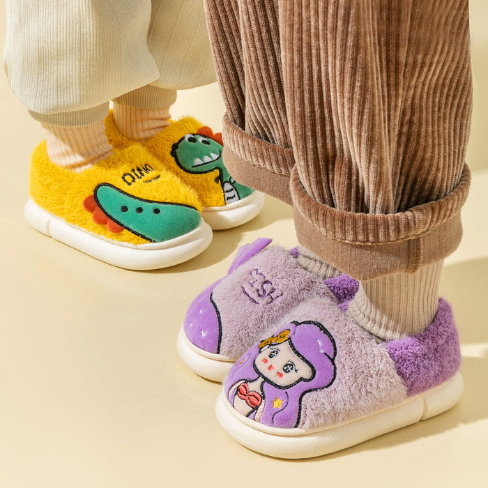 Wholesale Winter Children' s Cotton Slippers Bag Heel Girls Boys Dinosaur Indoor F Slippers Kids Baby Anti-slip Cotton Shoes