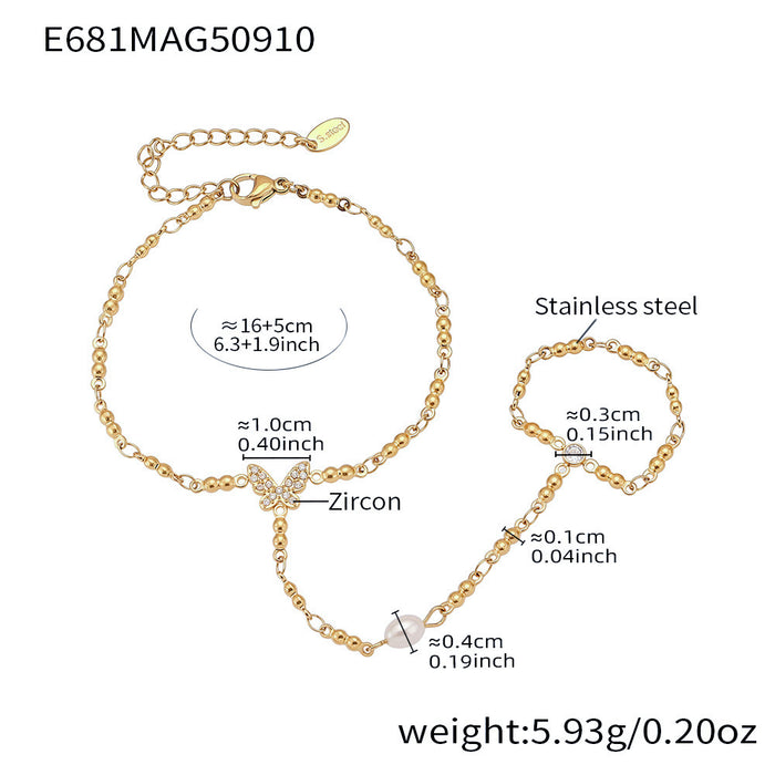 Wholesale Stainless Steel Hand Chain with 5A Zirconia Inlay