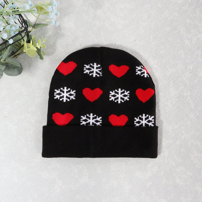 Wholesale Autumn and Winter Jacquard Hat Snowflake Heart Christmas Beanie JDC-FH-JunL005