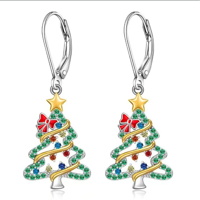 Wholesale Christmas Tree Bow Star Diamond Earrings