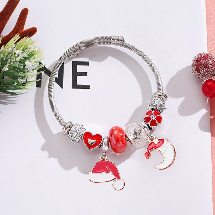 Wholesale Stainless Steel Christmas Bracelet with Tree Snowflake Pendant MOQ≥2