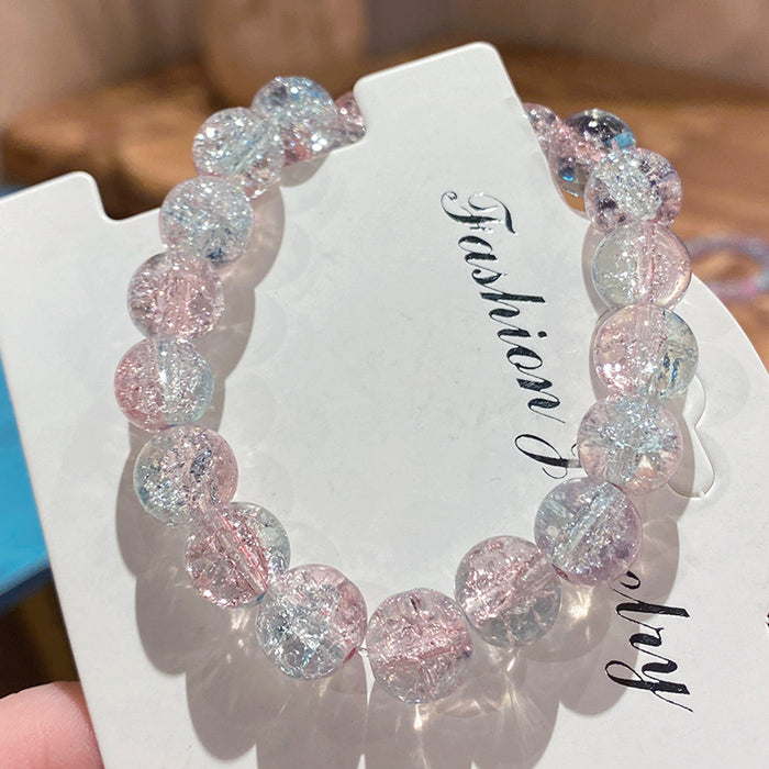 Wholesale Glass Bead Bracelet Ice-Clear Two-Tone Violet Children' s Jewelry Accessory MOQ≥2