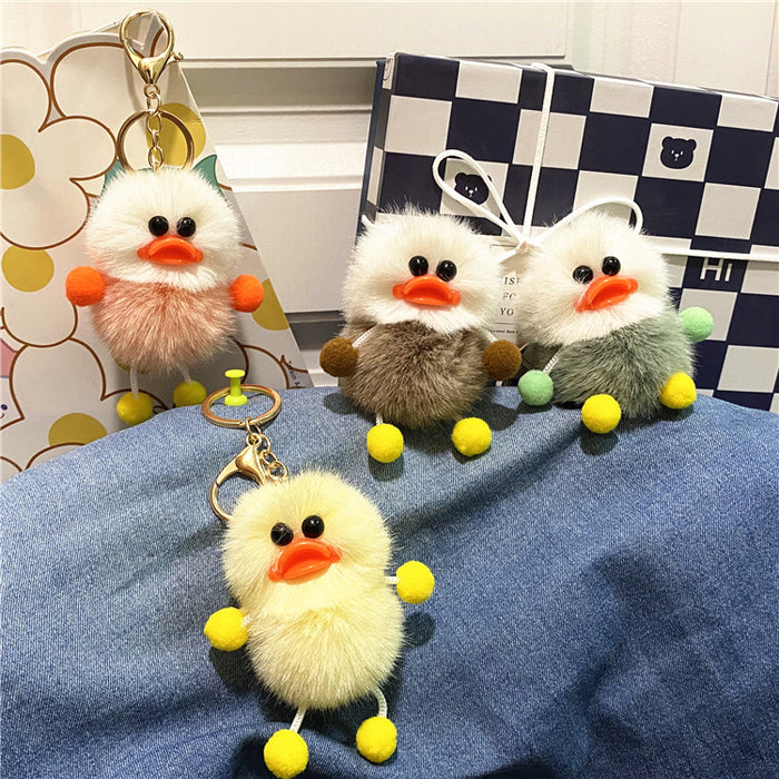 Wholesale Duck keychain cute plush student bag pendant cartoon elf car keychain accessories