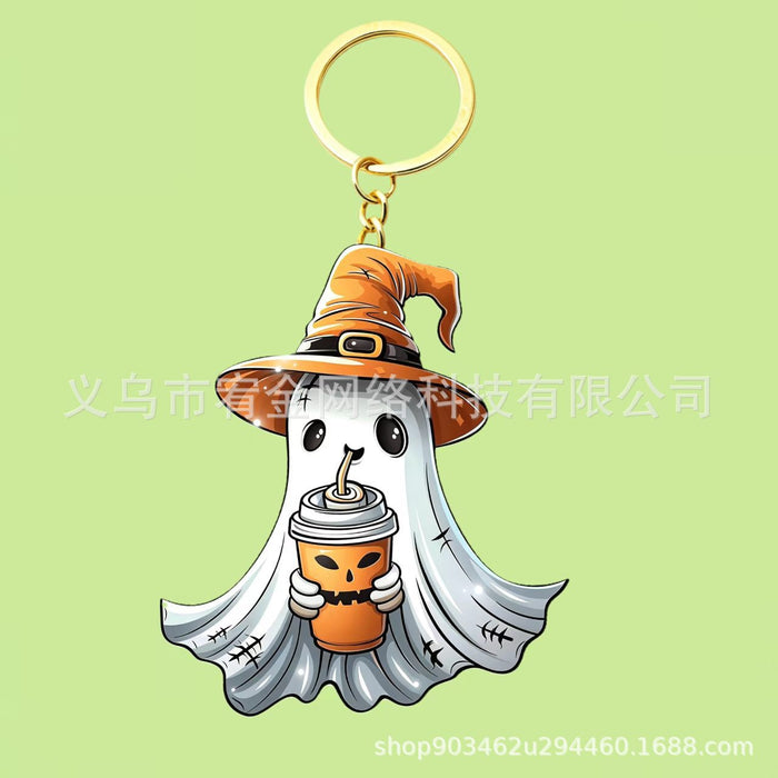 Wholesale Acrylic Keychain Witch Hat Pumpkin Design Party Car Key Accessory MOQ≥10