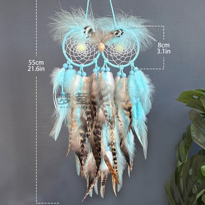 Wholesale Iron Hoop Dreamcatcher with Feathers Owl Design Home Decor Pendant MOQ≥2