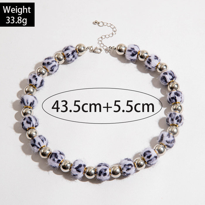 Wholesale Acrylic Beaded Choker Necklace Colorful Pom-Pom Design Fashion Jewelry Accessory MOQ≥2