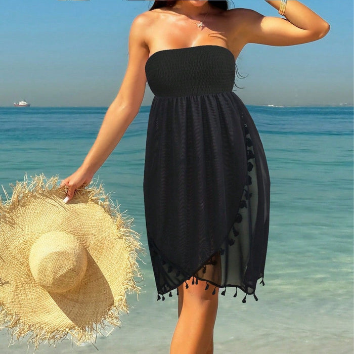 Wholesale New beach sun protection cover, backless strapless solid color swimsuit