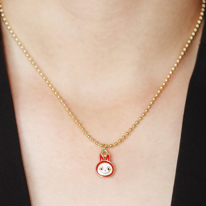 Wholesale Cartoon Cat Color Dripping Oil Brass Pendant Pendant Ball Chain Cute Earrings Set