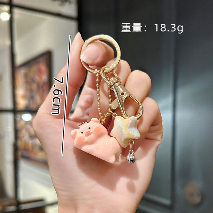 Wholesale Cute Piggy Keychain Cute Female Couple Bag Pendant Doll Machine Doll Car Pendant