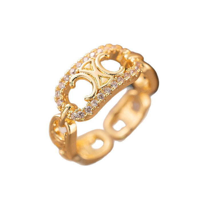 Wholesale Copper Gold Plated Ring Women's Summer Trendy Hand Jewelry