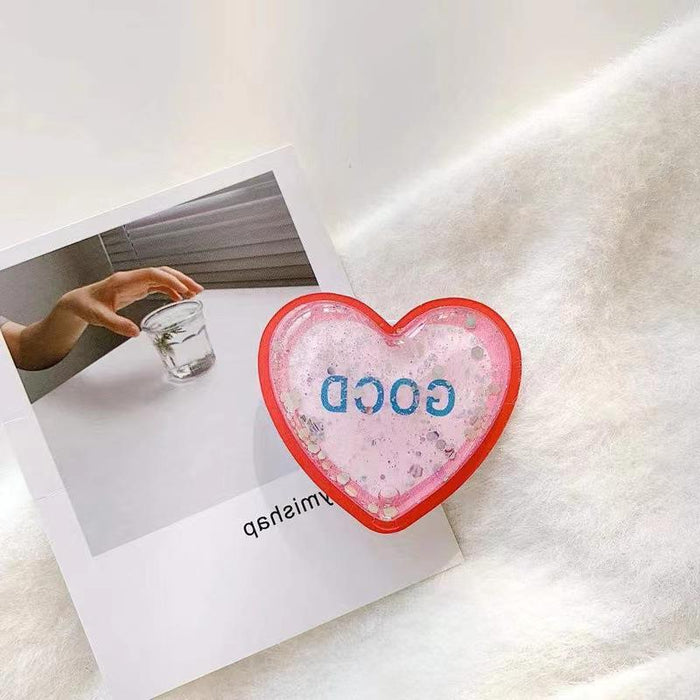 Wholesale Heart-shaped adhesive quicksand phone stand