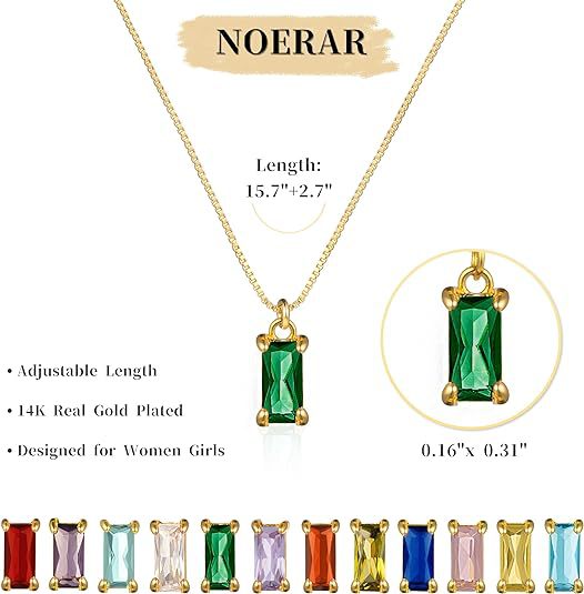 Wholesale Square Birthstone Colored Zircon Pendant Color Preserving Box Chain Necklace