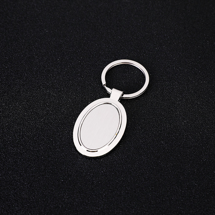 Wholesale Fashionable zinc alloy single row keychain, car anti loss keychain pendant, blank hanging tag, double-sided laser drip adhesive