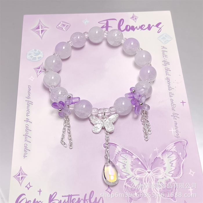 Wholesale Glass Crystal Butterfly Water Drop Bracelet Fashion Accessory