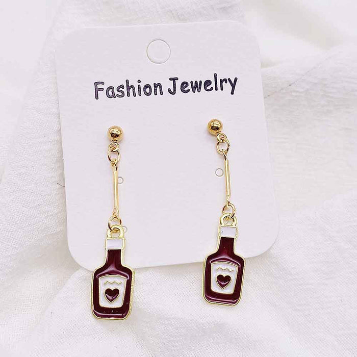 Wholesale Cartoon Beverage Alloy Oil Drop Earrings JDC-ES-Susheng002