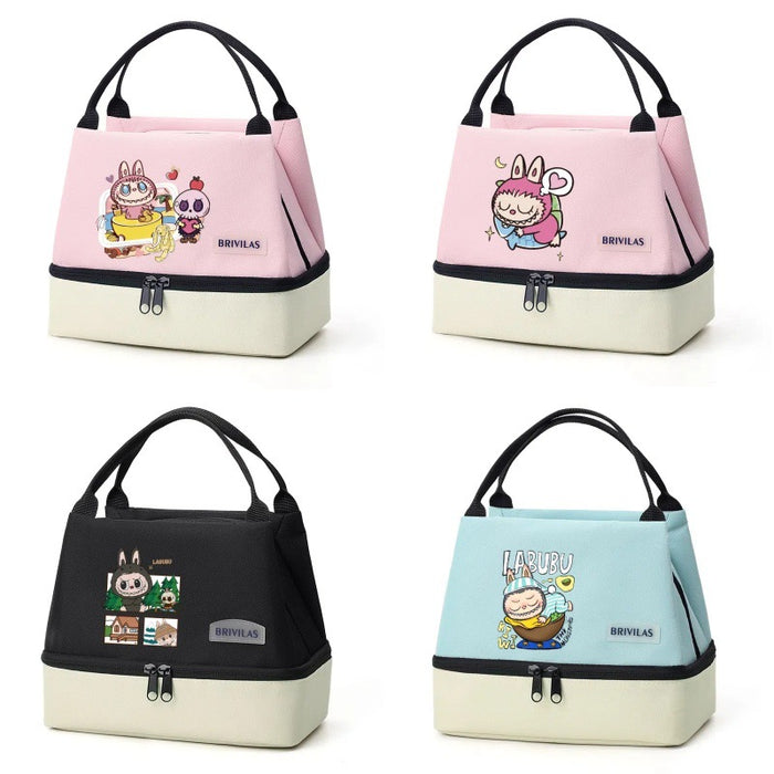 Wholesale  Contrasting Color Printed Double-Layer Insulated Bag Ice Bag Outing Lunch Bag