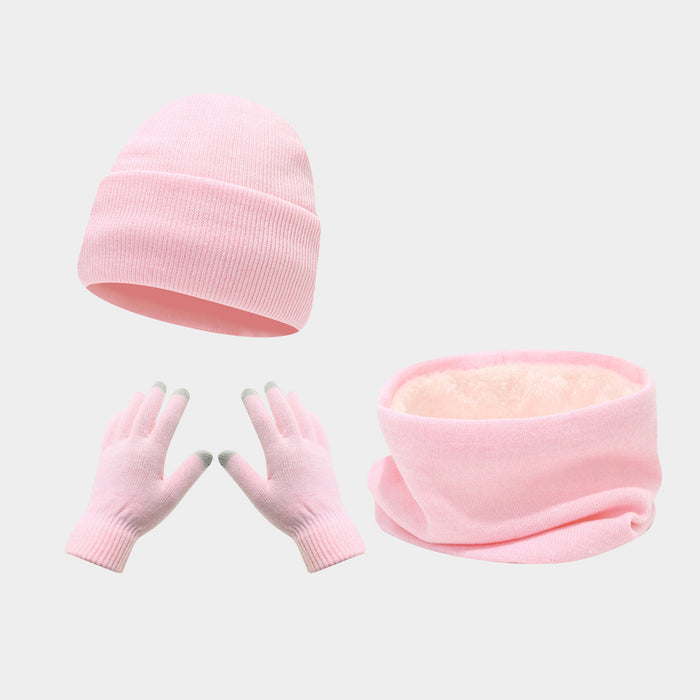 Wholesale Winter Outdoor Cycling Skiing Warm Solid Color Knit Hat Set