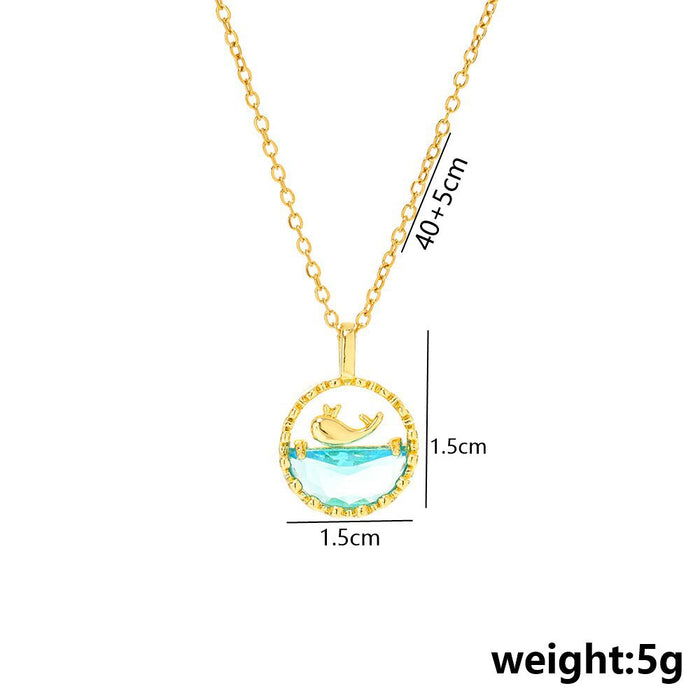 Wholesale Titanium steel necklace with gemstone inlay and electroplated collarbone chain