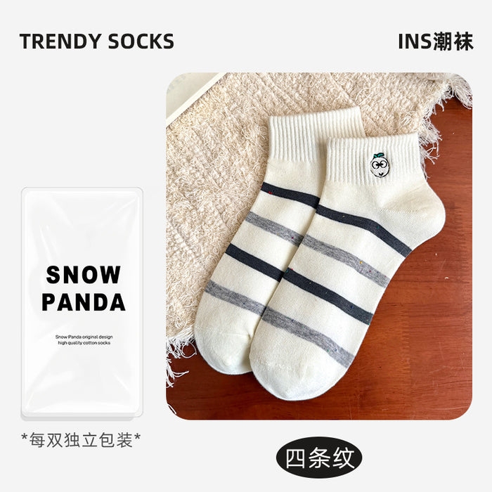 Wholesale New socks, boat socks, low cut, sweat absorbing, striped, thin, cute short tube socks