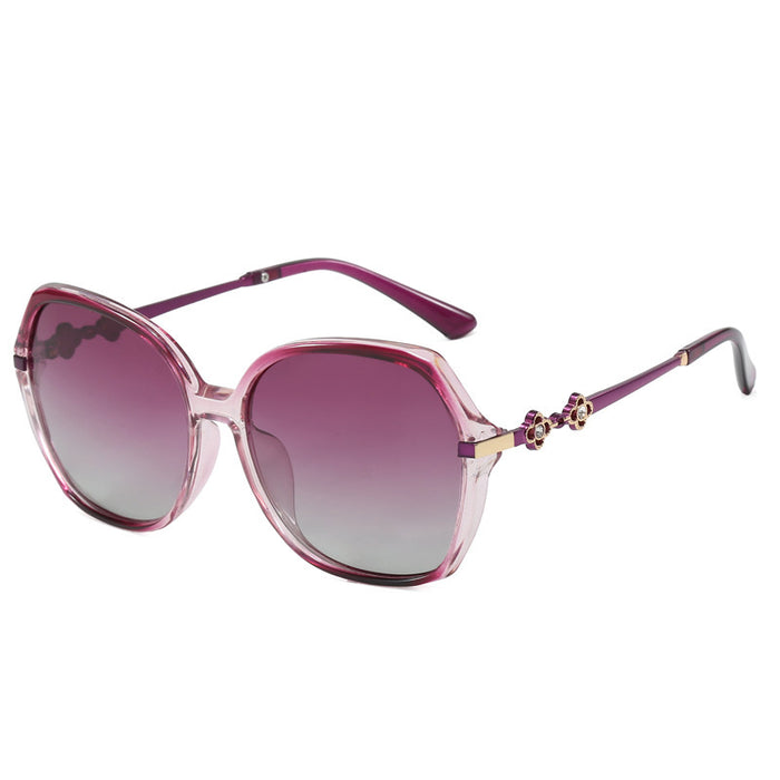 Wholesale High end polarized UV resistant elliptical frame sunglasses with diamond inlaid sunglasses