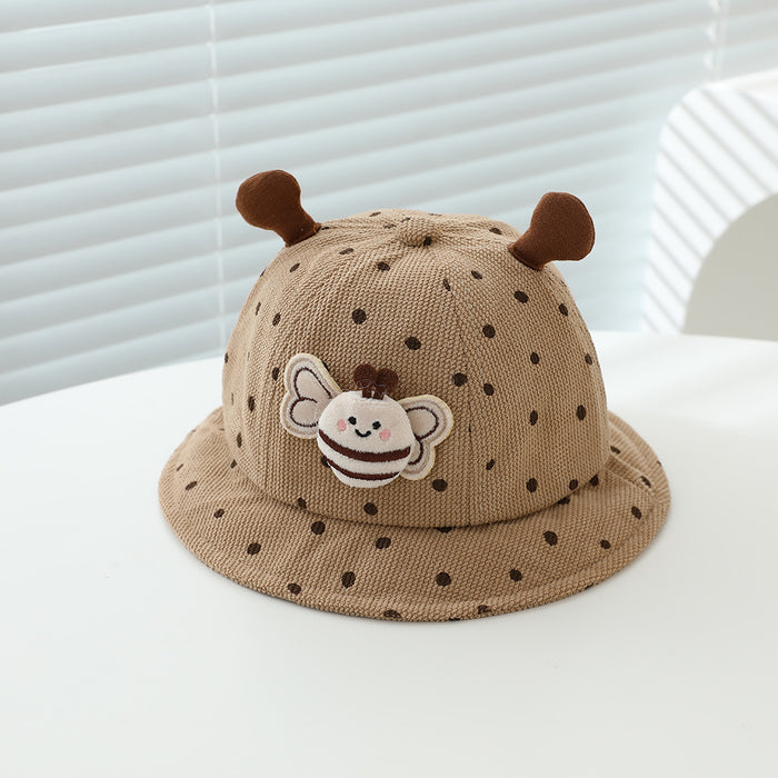 Wholesale Fleece Lined Kids Bucket Hat With Bee Pattern Autumn Casual Chic