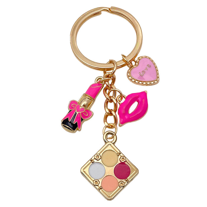 Wholesale Oil-dripped rose red lips alloy keychain