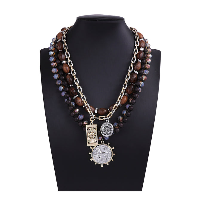 Wholesale Four-piece Set Multi-layer Alloy Geometric Coin Pendant Necklace