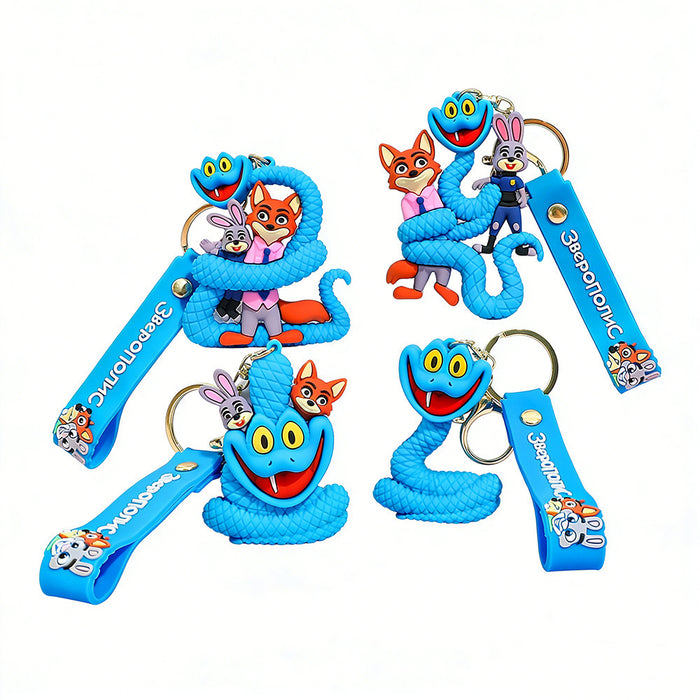 Wholesale Cute Cartoon Blue Snake Keychain for Couples