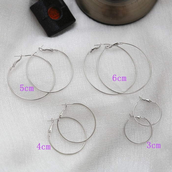 Wholesale Silver needle circle large ear ring plain ring earrings with versatile temperament