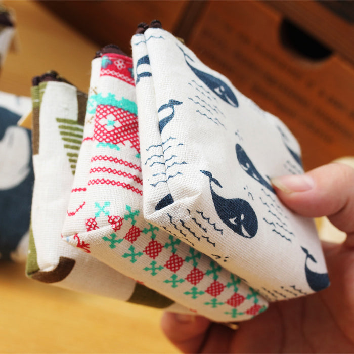 Wholesale Retro coin purse, simple and fashionable canvas cartoon key, cute card bag