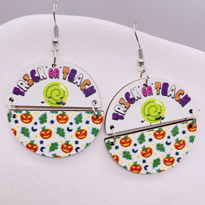 Wholesale  earrings,  double piece wooden pumpkin holiday accessories