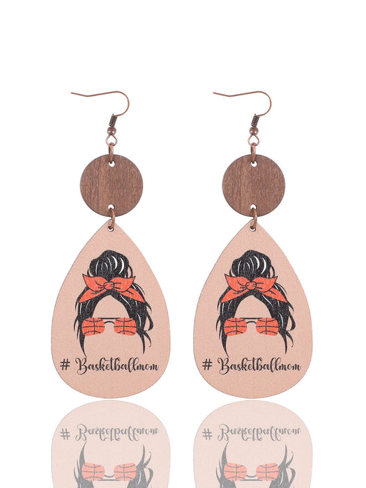 Wholesale Thin Wood Chip Earrings Creative Drop-Shaped Women' s Sports Style Earrings