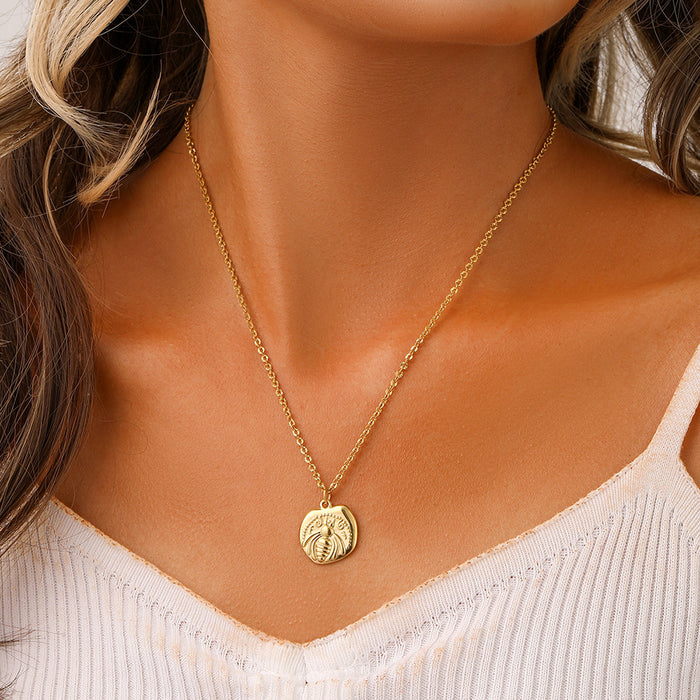 Wholesale Fashionable, personalized, versatile, simple, stainless steel retro coin short necklace, collarbone chain, neck chain