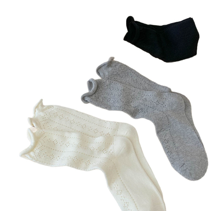 Wholesale Socks, mid tube socks, combed cotton hollow out cute mesh pile socks