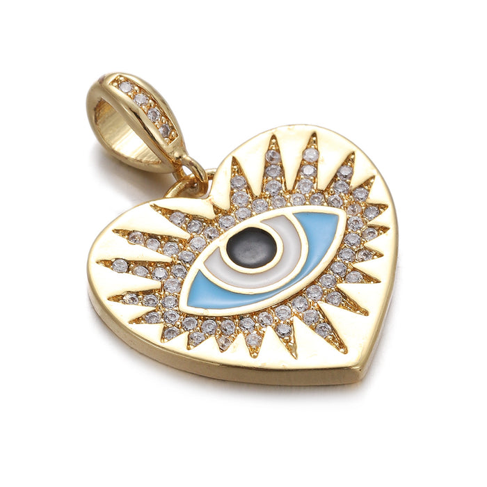 Wholesale Heart Shaped Evil Eye Earrings Necklace Diy Accessories JDC-PT-YJ007