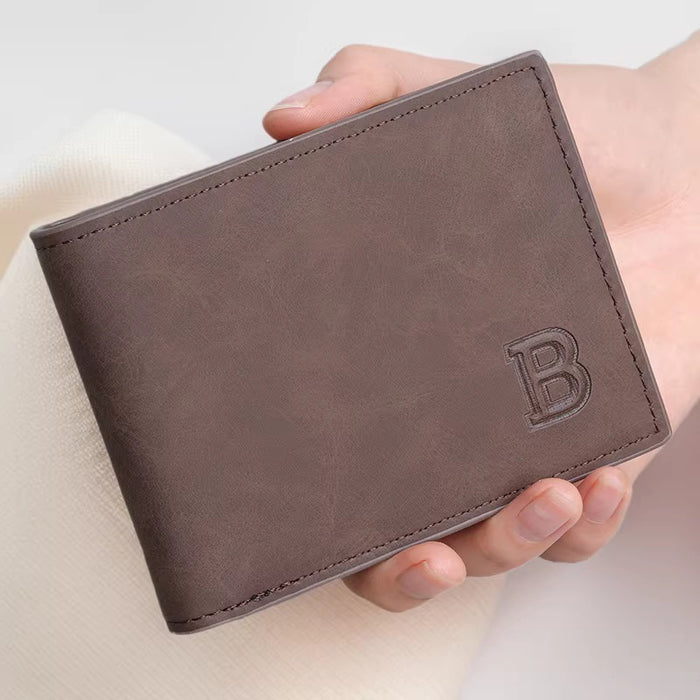 Wholesale Retro Men' s Short Wallet 2-Fold Multi-Card PU Black Wallet Fashion Accessory