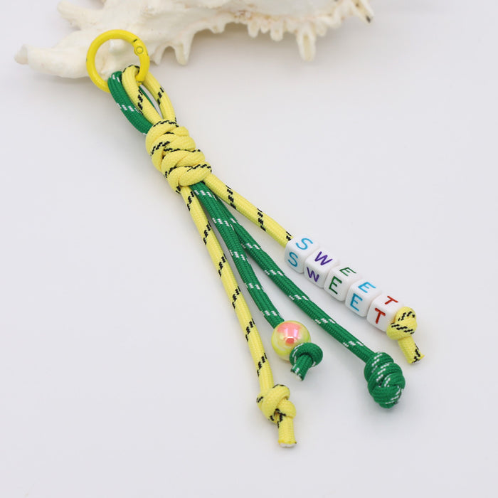 Wholesale New handmade woven colorful rope knotted letter bag pendant DIY keychain car ornament