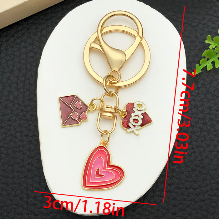Wholesale Valentine' s Day Oil-Drip Alloy LOVE Heart Candy Rose Metal Keychain