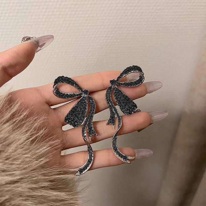 Wholesale Butterfly Ribbon Diamond Alloy Earrings JDC-ES-MYY002
