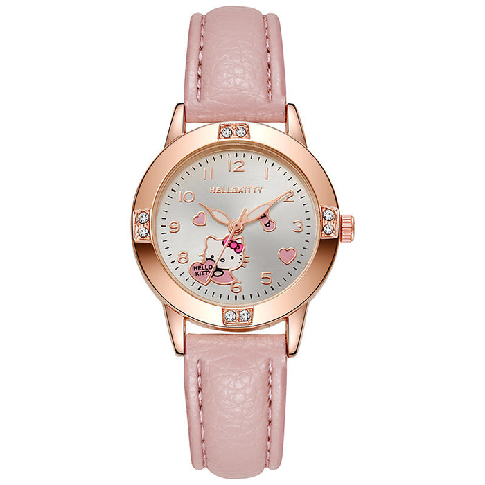 Wholesale Rose gold diamond strap women' s cartoon quartz watch