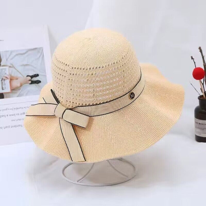 Wholesale Sun hat, sun protection straw hat, foldable bow, versatile and fashionable sun protection hat