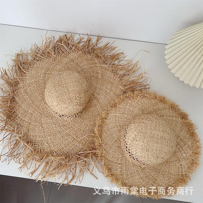 Wholesale Children's Straw Hat Large Eave Lafitte Broken Edge Breathable Sunshade Hat