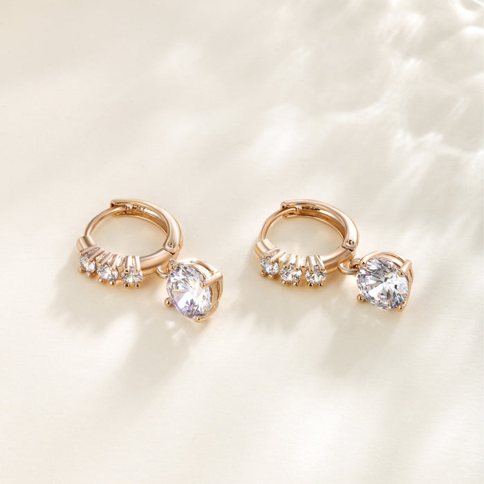 Wholesale copper alloy gold-plated six-claw zircon tassel earrings  temperament earrings for women