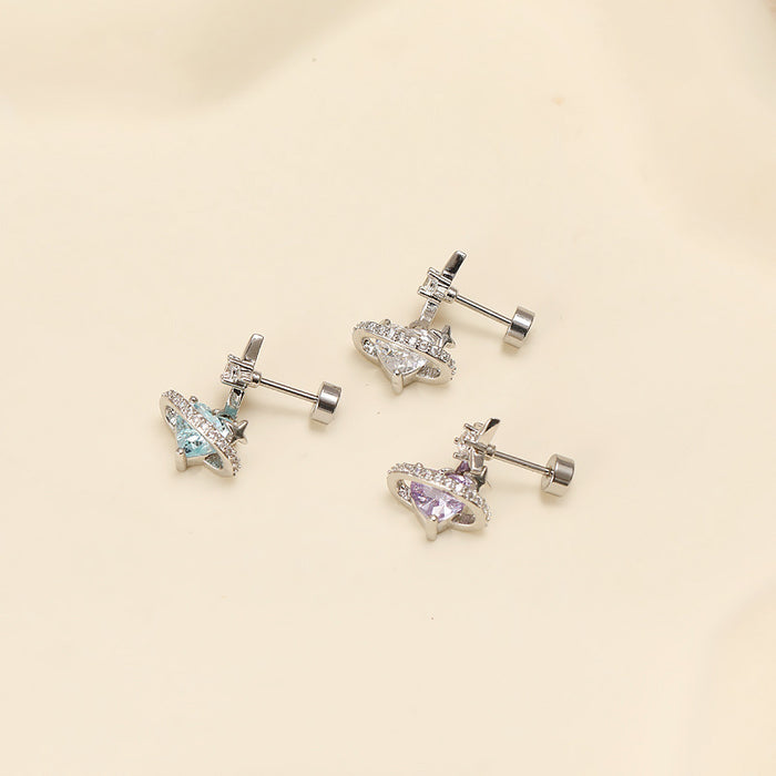 Wholesale Women's Titanium Steel Four-Pointed Star Heart Earrings